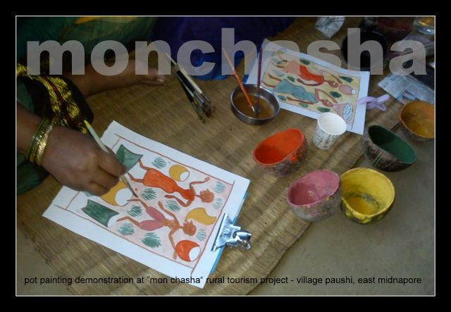 Pot Painting Demonstration going on at Monchasha Rural Tourism Project